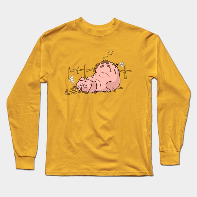 Pink Pig Long Sleeve T-Shirt by Odd Creatures